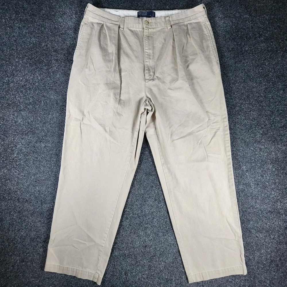 Polo Ralph Lauren Andrew Pant Mens 38x30 Fit 36x29 Tan Pleated Chinos VTG